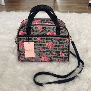 NWT Juicy Couture - Pink Bloom Black Crown Royal Satchel